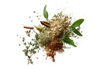 Aromatic Symphony: A Culinary Composition of Fresh Herbs and Spices, a Vibrant Blend to Elevate Dishes with Flavorful Notes and Earthy Undertones.