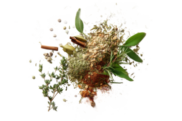Aromatic Symphony: A Culinary Composition of Fresh Herbs and Spices, a Vibrant Blend to Elevate Dishes with Flavorful Notes and Earthy Undertones.