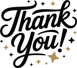 Thank You! Handwritten Lettering with Stars