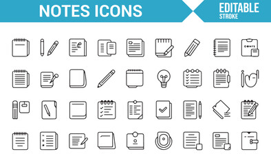 Fototapeta premium Line Art Icons Set for Productivity, Writing, and Task Management.