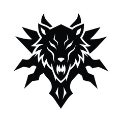 Black and White Wolf Head Emblem Illustration