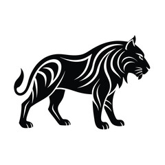 Stylized Black Tiger Illustration on White Background