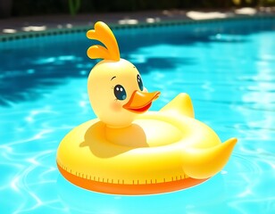 Adorable Rubber Duck Float in a Sparkling Blue Pool
