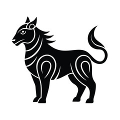Stylized Black Horse Silhouette with Ornamental Details
