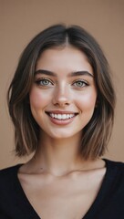 close-up portrait of a smiling woman with glowing skin