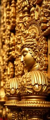 Fototapeta premium golden statue of a buddha in a temple
