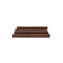 Stack of Rusty Metal Pipes isolated on transparent background