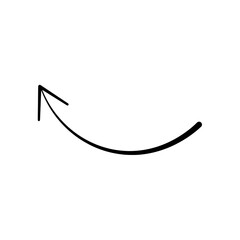 Black curved arrow up. Long arrow. direction symbol. Isolated, PNG. Design, Template mockup for message, labels, add text.