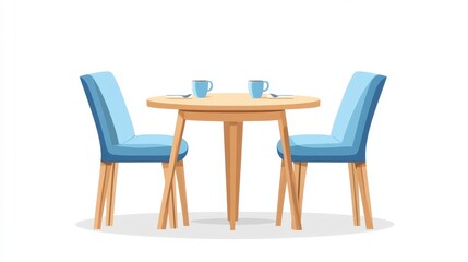 Illustration of a dinning table on a white background illustration , no logos, no brands