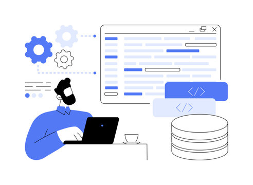Database programming isolated cartoon vector illustrations.