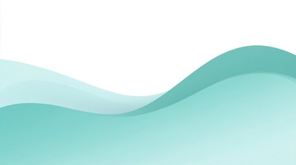 Fototapeta premium Soft abstract waves in soothing teal tones create a tranquil atmosphere, blending seamlessly with white space, perfect for backgrounds or design mockups with copy space