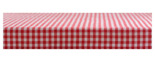 empty table with red checkered tablecloth isolated on transparent background