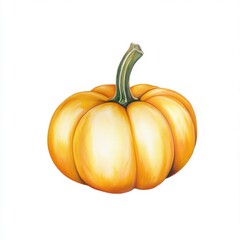 Isolated fresh whole pumpkin on white background with soft natural lighting and sharp focus, perfect for autumn harvest-themed design, clean minimalist style, high-quality image