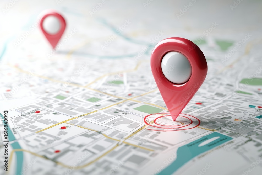 Poster Lost GPS Marker Blinking on Clean Map Layout With Empty Spaces and No Defined Locations