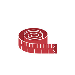 Measuring tape in rolled position with red color design  
