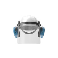 Industrial Safety Helmet with Visor and Ear Protection isolated on transparent background