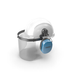 Industrial Safety Helmet with Visor and Ear Protection isolated on transparent background
