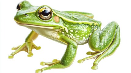 Obraz premium Cartoon frog. Cute green frogs, isolated wild animal in different poses. Life cycle, biology vector illustration illustration , no logos, no brands