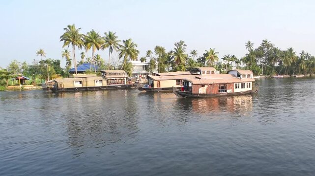 Houseboats in Kerala backwater.