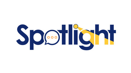 Bold and clean logo design for Spotlight, combining text and iconography.
