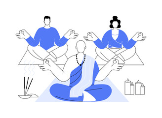Vipassana meditation isolated cartoon vector illustrations.