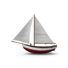 Classic Wooden Sailboat Isolated on Transparent Background