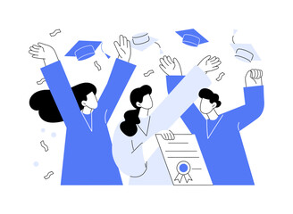 Graduation cap isolated cartoon vector illustrations.