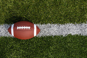american football field shot from above on white line