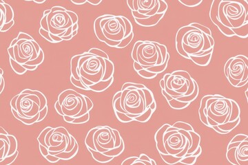 Seamless White Rose Pattern on Pink Background for Trendy Floral Designs.
