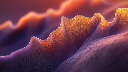 Detailed, textured, organic forms in warm sunset hues