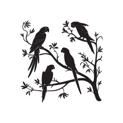  Parrot-silhouettes-vector-illustration-white-background.