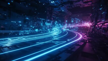 Futuristic digital network pathway - Powered by Adobe