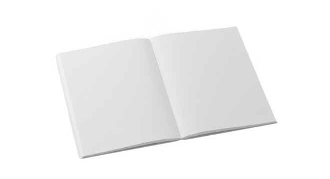 Blank open book mockup isolated on transparent background