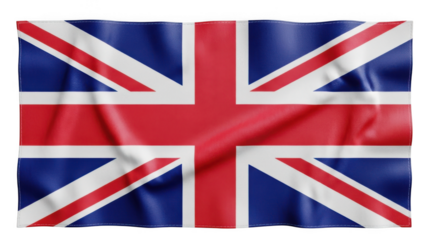 Waving united kingdom flag isolated on transparent background