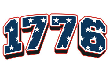 1776 USA Independence Day Letter Typography Isolated Background.
