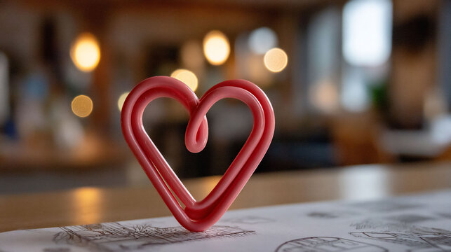 Heart paperclip on a sketch - Powered by Adobe