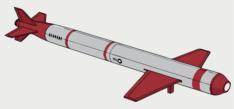 Vector illustration of a missile warhead with fins and propellers