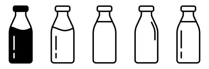 Bottle icon. Milk bottle icon. Milk jar line icons.