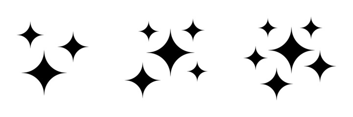 Star icons. Shine icons set. Twinkling stars. Symbols of sparkle, glint, gleam, etc.