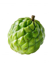 Fototapeta premium A fresh and vibrant green sugar , also known as sweetsop, is isolated on a clean white background, showcasing its unique textured skin and natural stem.