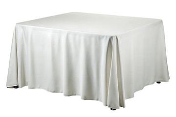 Elegant white rectangular tablecloth isolated on a white background png ai generated