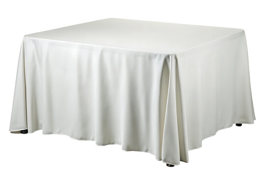 Elegant white rectangular tablecloth isolated on a white background png ai generated