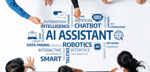 A group engages in a discussion highlighting the features and impact of AI assistants, focusing on...