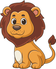 Cartoon little lion looking adorable vector illustration
