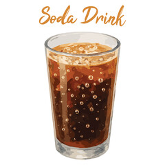 soda drink in watercolor illustration style, isolated vector on white background