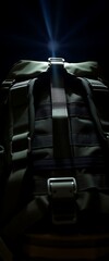 Fototapeta premium black backpack with a light shining on it