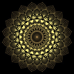 Mandala gold mit schwarzem Hintergrund