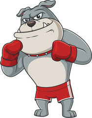 Cartoon bulldog boxer mascot character vector illustration