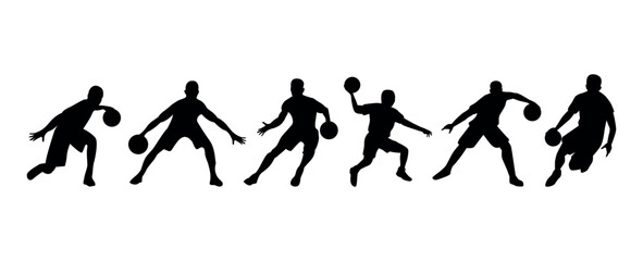 Vector set of Basketball players silhouettes, Basketball silhouettes