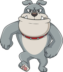 Cartoon front view of a bulldog character walking vector illustration